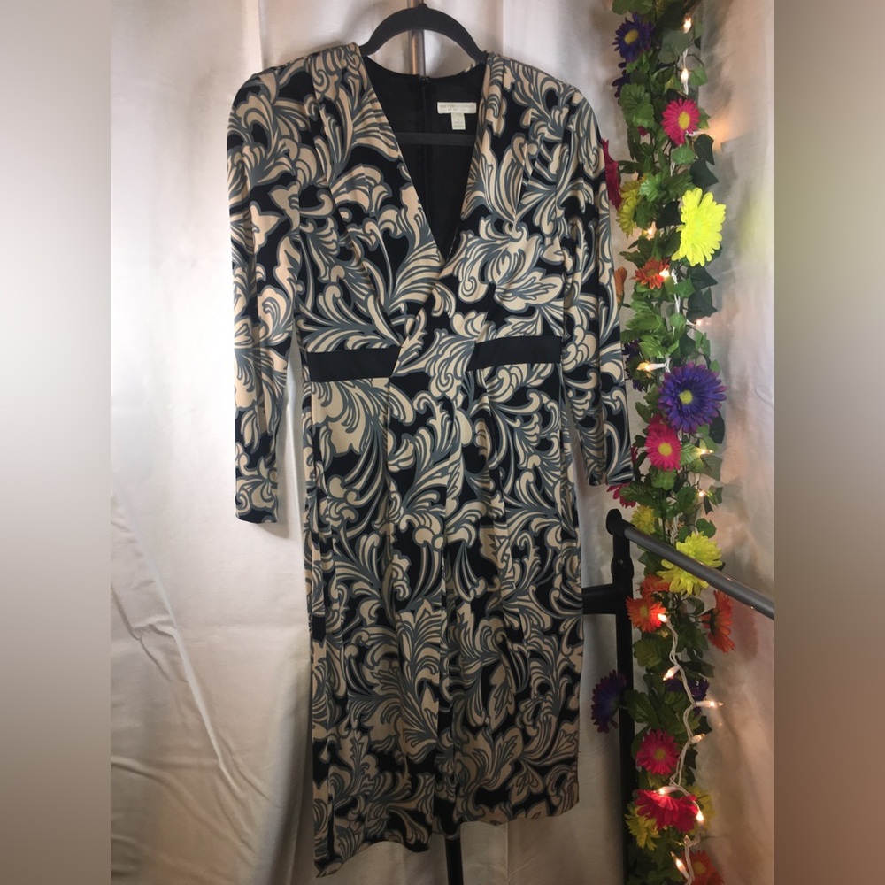 NEW YORK & COMPANY Stretch | Women’s Long Sleeve Floral Pattern Black Dress